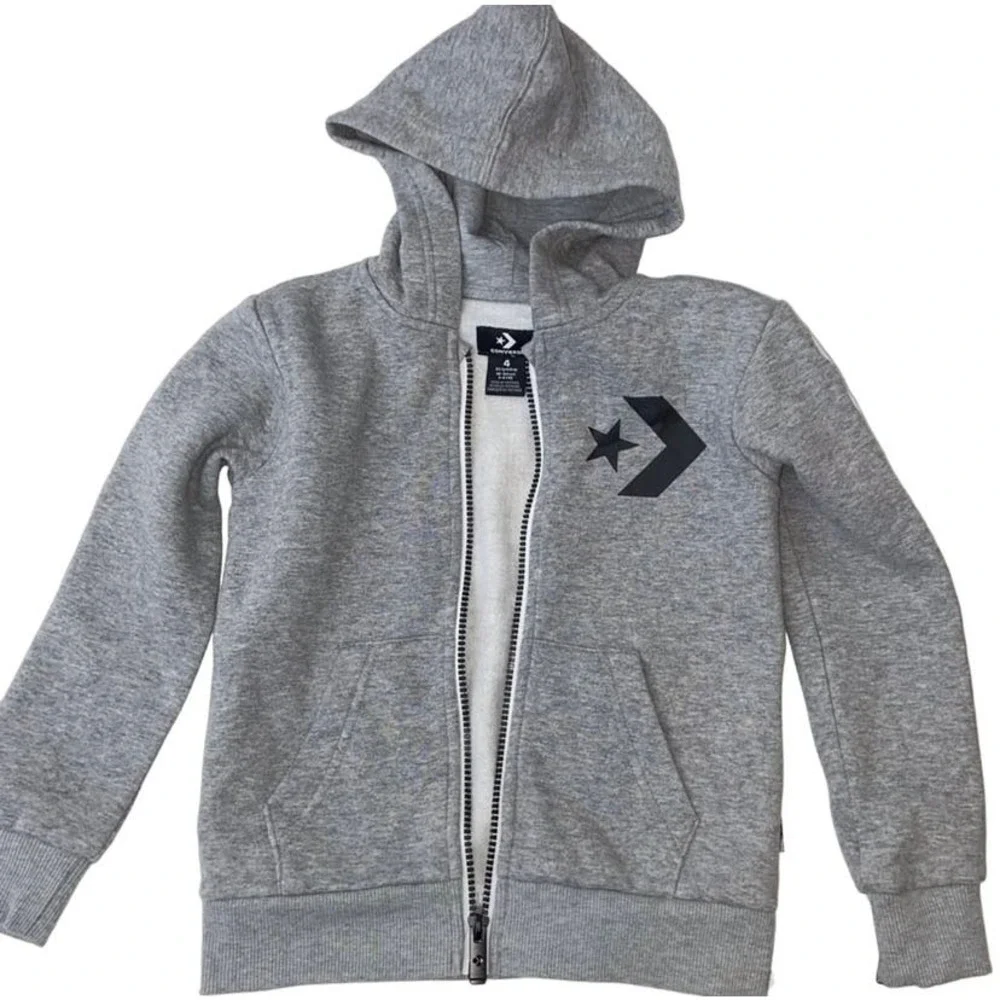 Converse Jacket Boys Size 4 With Hood Dark Grey Heather NWT *